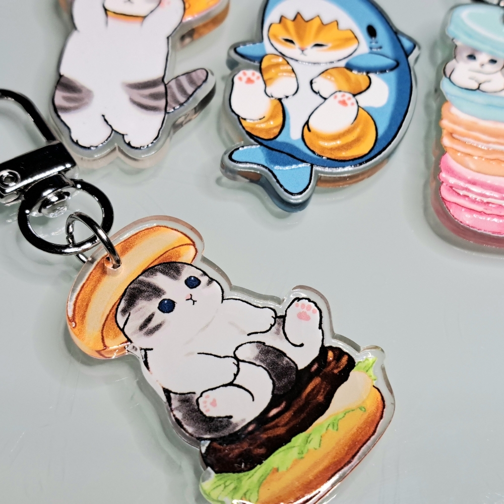 Mofusand Cats Keychain Purse Backpack Charm Clip Set - Picture 3 of 3